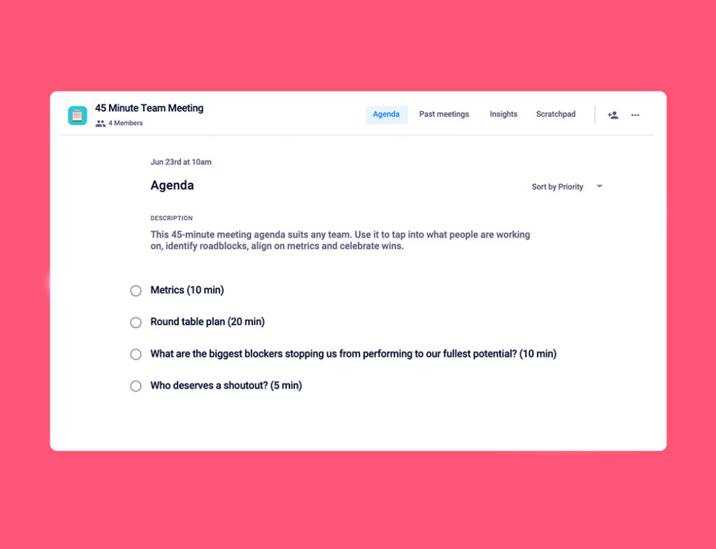 team meeting agenda template