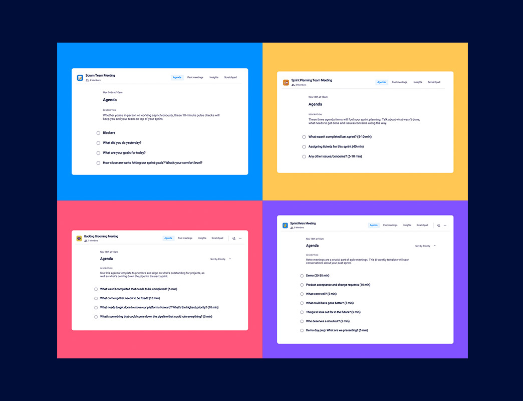 Agile meeting templates