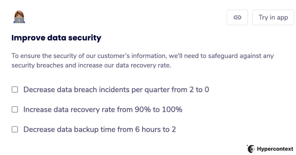 OKR example- Improve data security