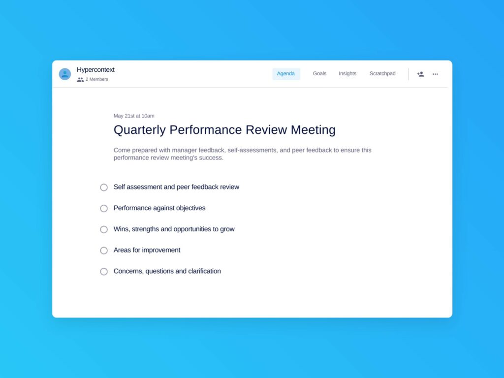 Quarterly performance review meeting template