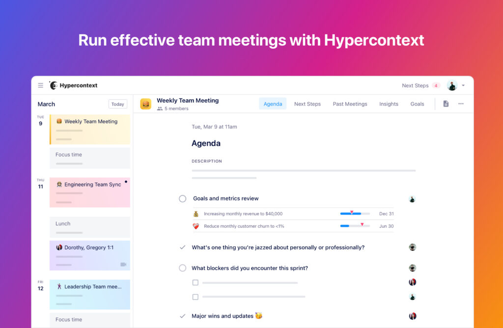 Hypercontext team meeting software