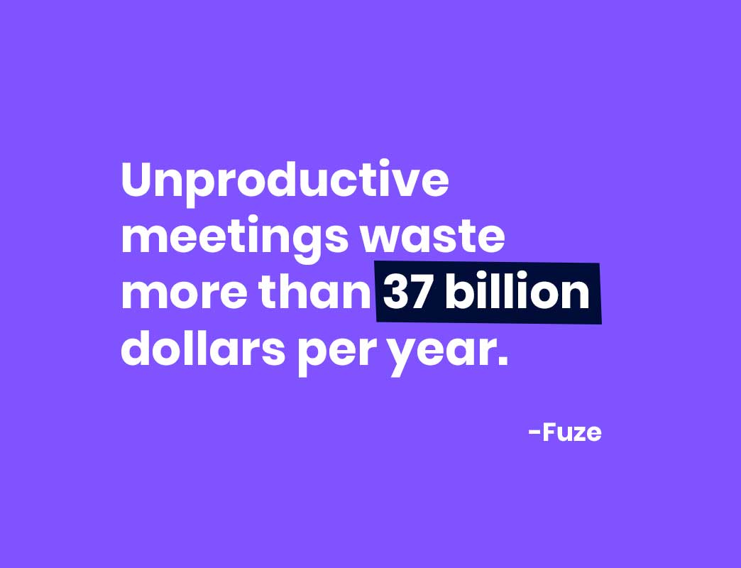 unproductive meetings waste more than 37 billion dollars per year.