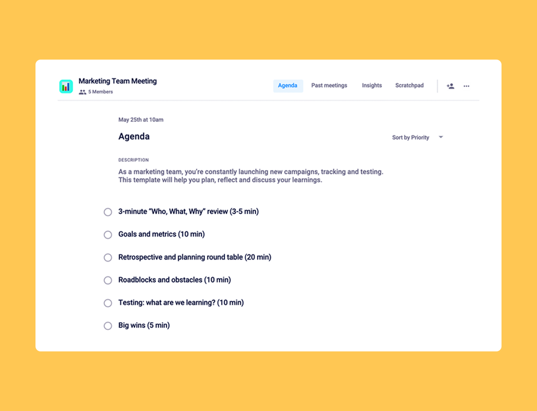 Marketing meeting agenda template