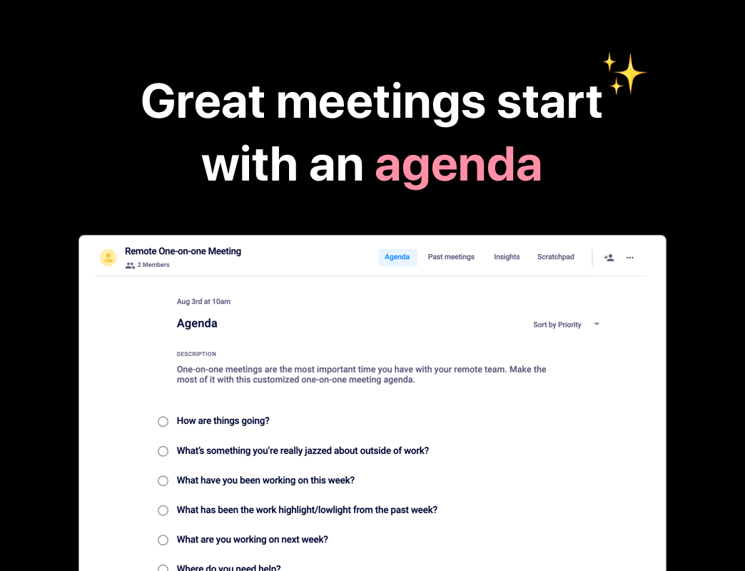 Meeting agenda examples